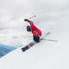 Freeski skier jumping with black and purple all-mountain Freeski Faction Prodigy 3 ski